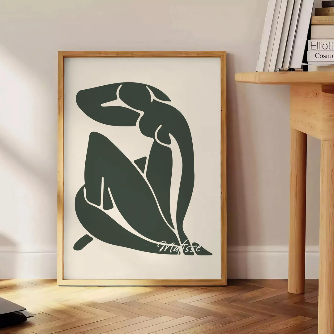 Abstract figure in blue tones with gray and white accents by Matisse