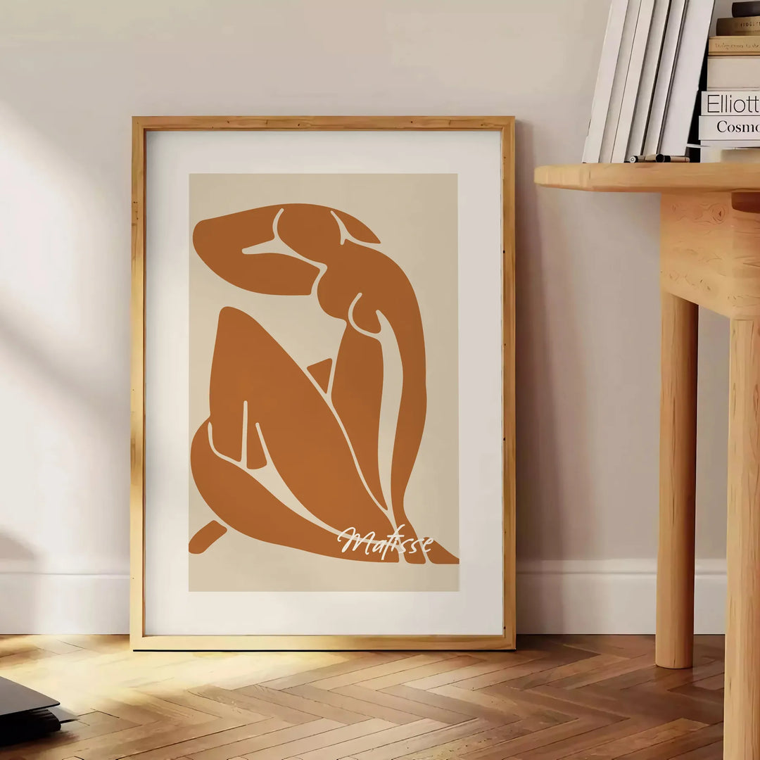 Cutout-style artwork of a nude figure in blue and white tones