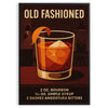Black and gray poster of an Old Fashioned cocktail illustration