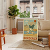 Playful kids handball elephant illustration poster in bordeaux, gray and green