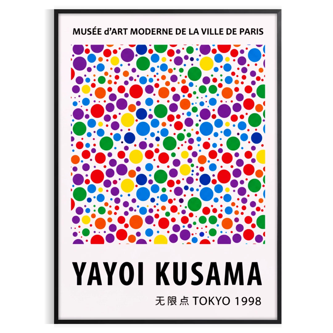 Abstract polka-dot design in red and yellow by Yayoi Kusama