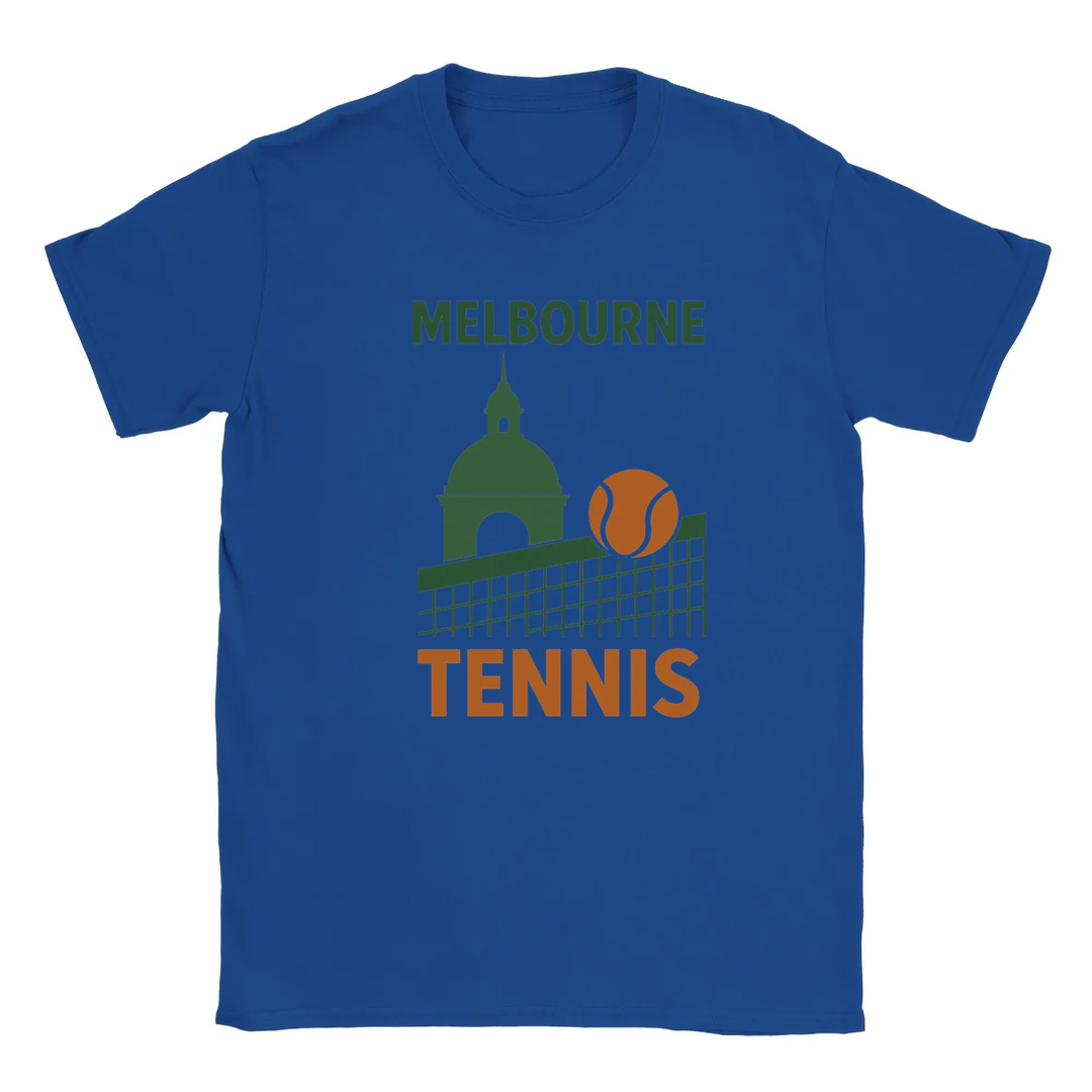 T-shirt featuring a graphic of tennis players in Melbourne