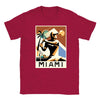 T-shirt featuring a graphic of tennis rackets and a Miami skyline
