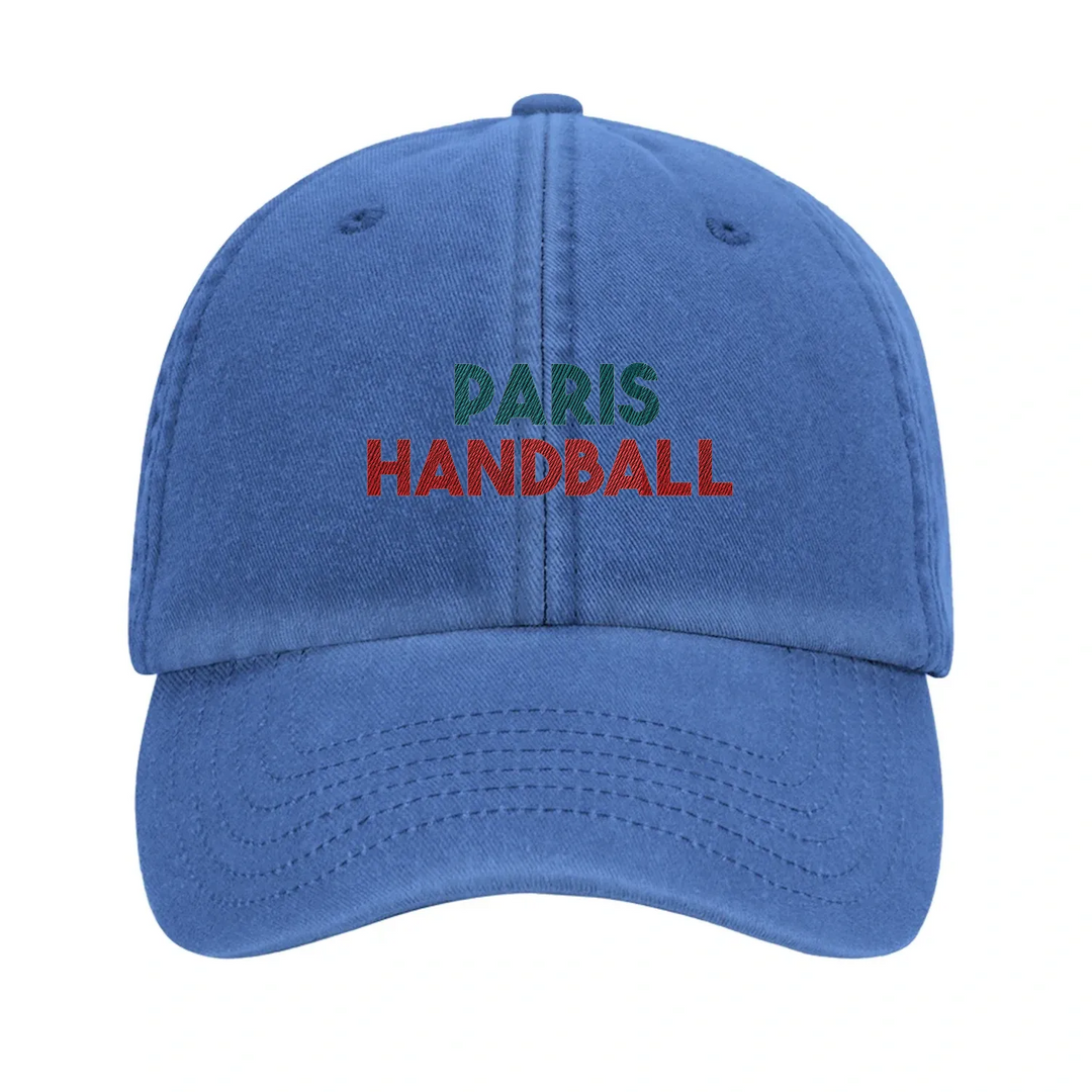 Embroidered cap featuring a vintage Paris Handball logo design