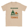 T-shirt featuring a graphic of tennis players in Melbourne