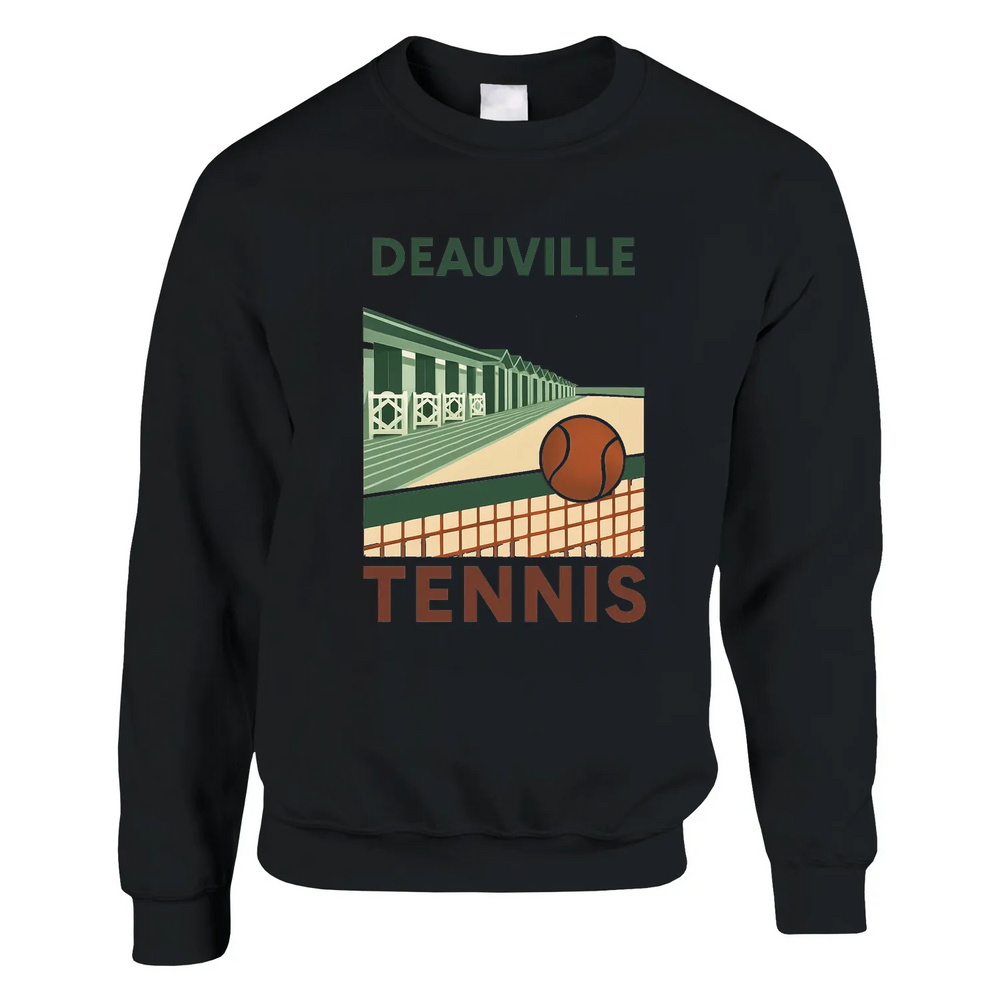 Crewneck sweater featuring Deauville Tennis logo and tennis-themed graphic