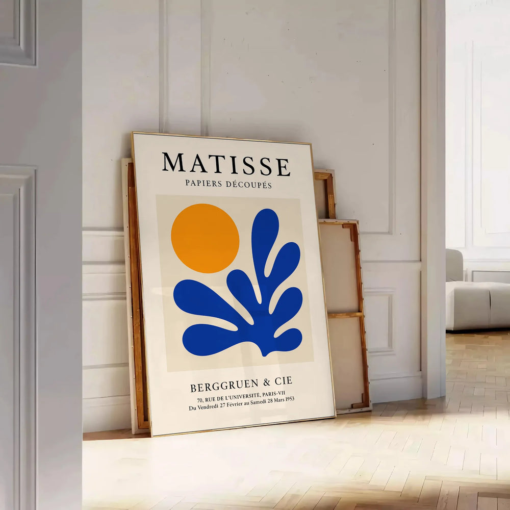 Abstract cut-paper composition in orange and white inspired by Matisse
