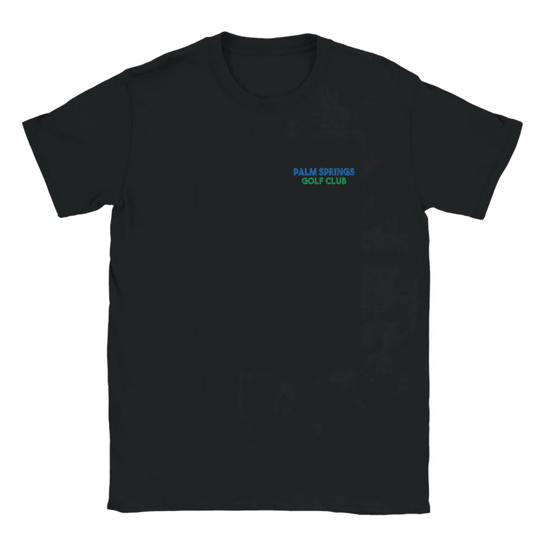 T-shirt featuring an embroidered design of Palm Springs Golf 2