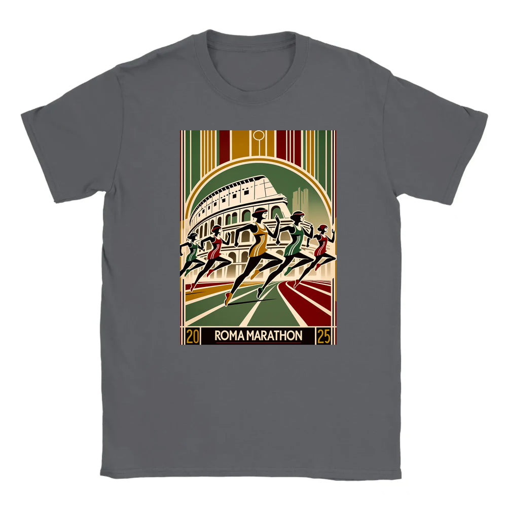 T-shirt featuring a graphic of the Rome Marathon logo