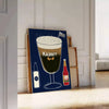 Gray and brown abstract cocktail artwork poster in minimalist modern style