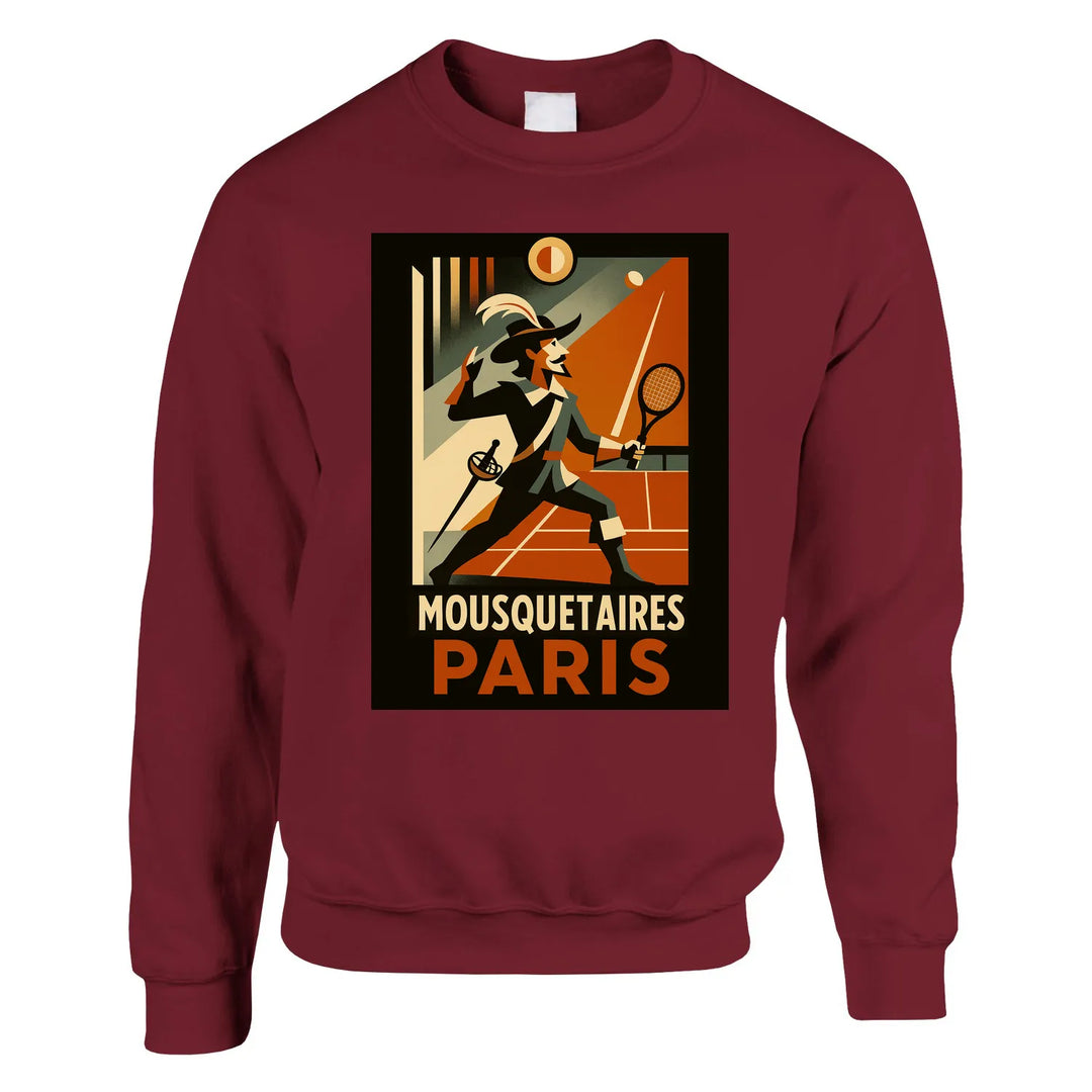 Crewneck sweater featuring a graphic of Mousquetaires Paris Tennis logo
