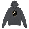 Hoodie with a graphic of a goat playing tennis, featuring bold colors