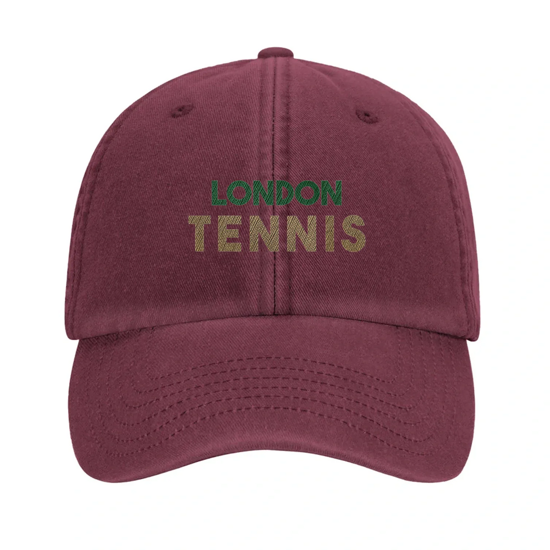 Embroidered cap featuring a vintage London Tennis logo design