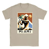 T-shirt featuring a graphic of tennis rackets and a Miami skyline