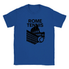 T-shirt featuring a graphic design of tennis elements with Rome landmarks