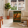 Athletic woman in vintage style with Rome skyline, yellow and brown tones