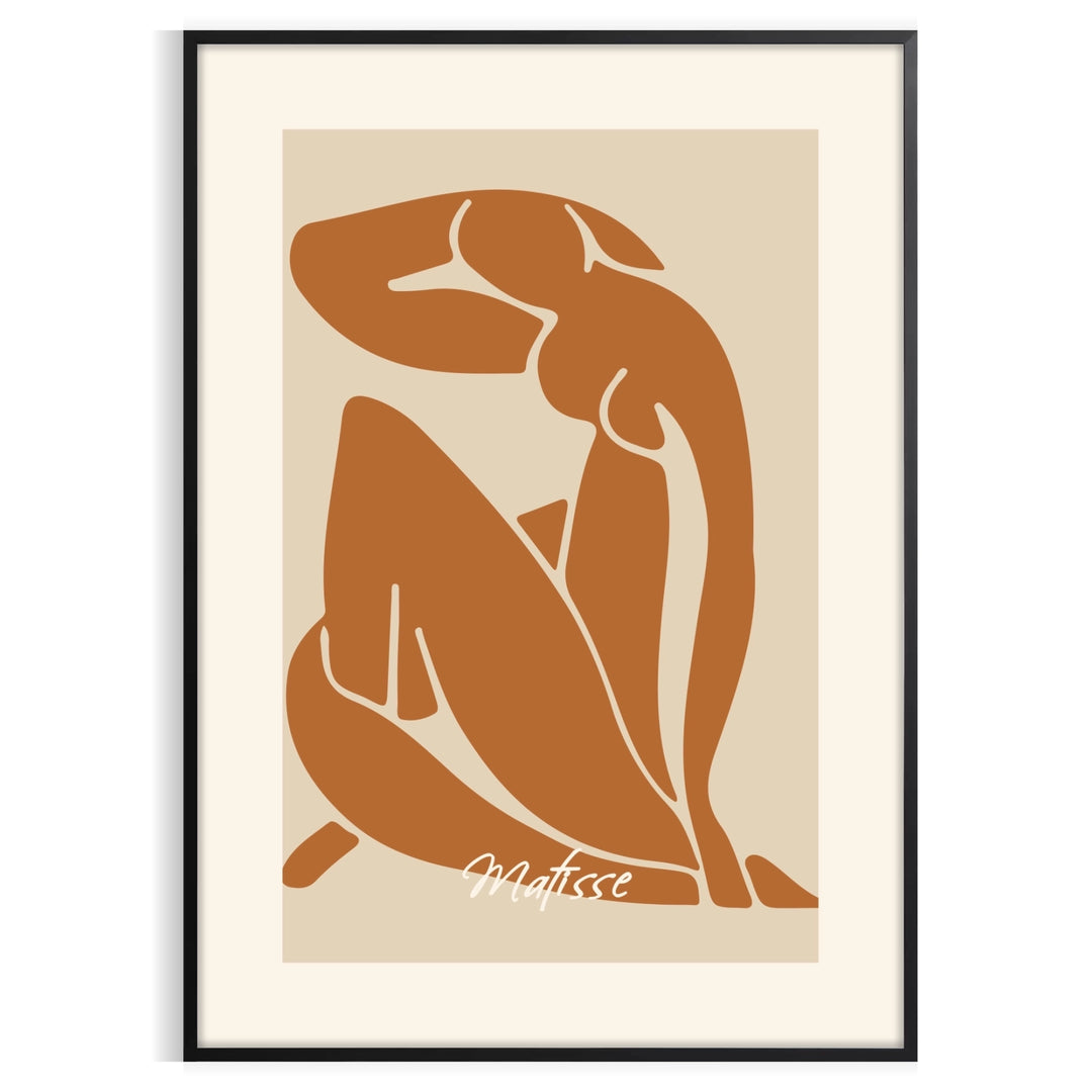 Matisse's Blue Nude II featuring cutout shapes in blue, white, and brown