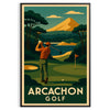 Εικονογράφηση art deco του γηπέδου γκολφ Arcachon σε κίτρινες και γκρι αποχρώσεις