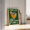Illustration of a Pimm's Cup cocktail with Wimbledon elements, featuring orange and green hues