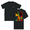 T-shirt featuring a graphic of a tennis tournament scene