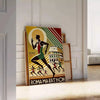 Stylized illustration of runners in the Rome Marathon with cityscape background