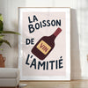 Black and white minimalist kitchen poster with elegant wine typographic design