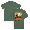 T-shirt featuring a graphic print of tennis elements and the Eiffel Tower