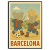 Playful elephant and rhino in Barcelona football theme, gray and green colors