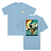T-shirt featuring a graphic of a tennis player in action against a Miami skyline