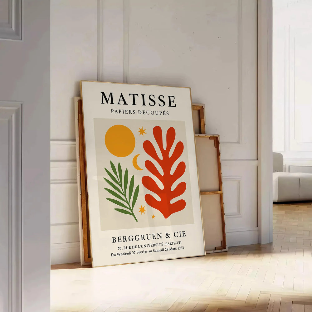 Poster showing Matisse papercut-style artwork with green and orange shapes