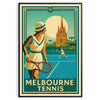 Melbourne tennis poster in brown and green, minimalist sport artwork