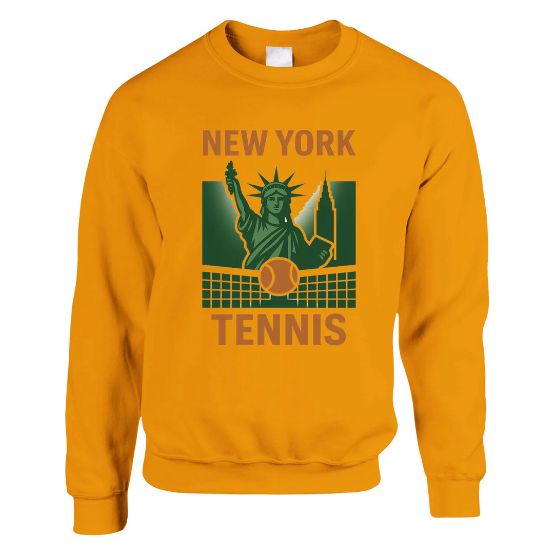 Casual sweater featuring a graphic print of 'New York Tennis' text