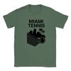 T-shirt featuring a graphic of a tennis player in action against a Miami skyline