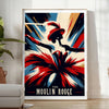 Vintage Moulin Rouge dancer artwork poster in red and white