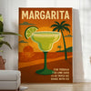 Illustration of a margarita cocktail with lime and salt, tropical colors