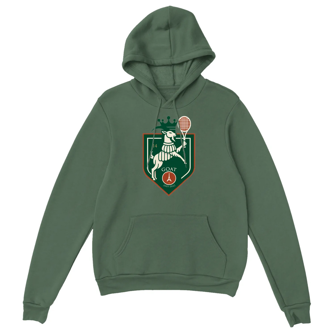 Hoodie featuring a graphic print of Rafa Nadal with tennis elements in Paris
