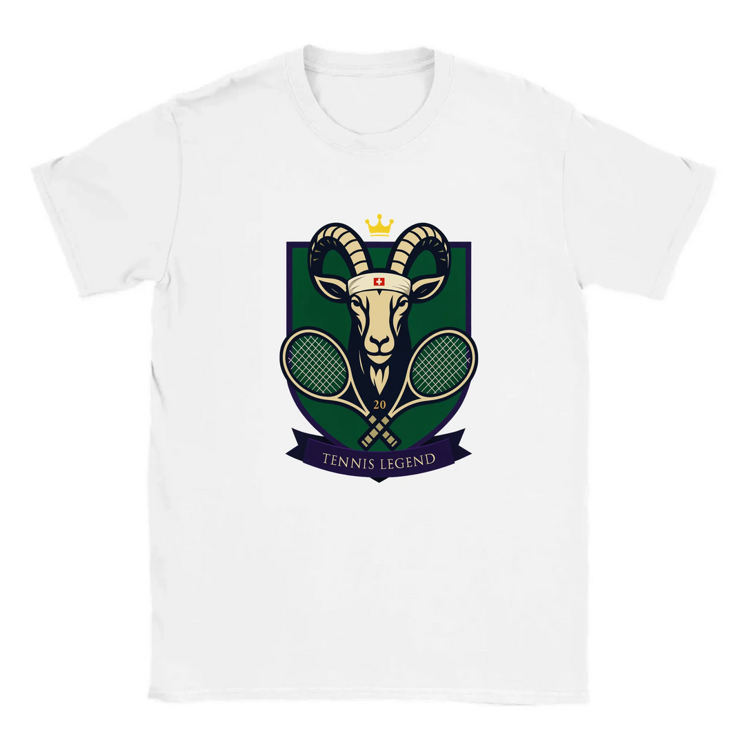 T-shirt featuring a graphic of Roger Federer playing tennis