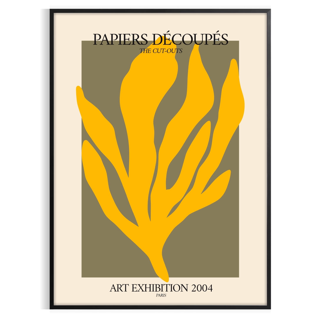 Poster showing Matisse white and orange cut-paper abstract composition