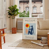 Poster of Matisse woman papiers découpés artwork in white and orange.