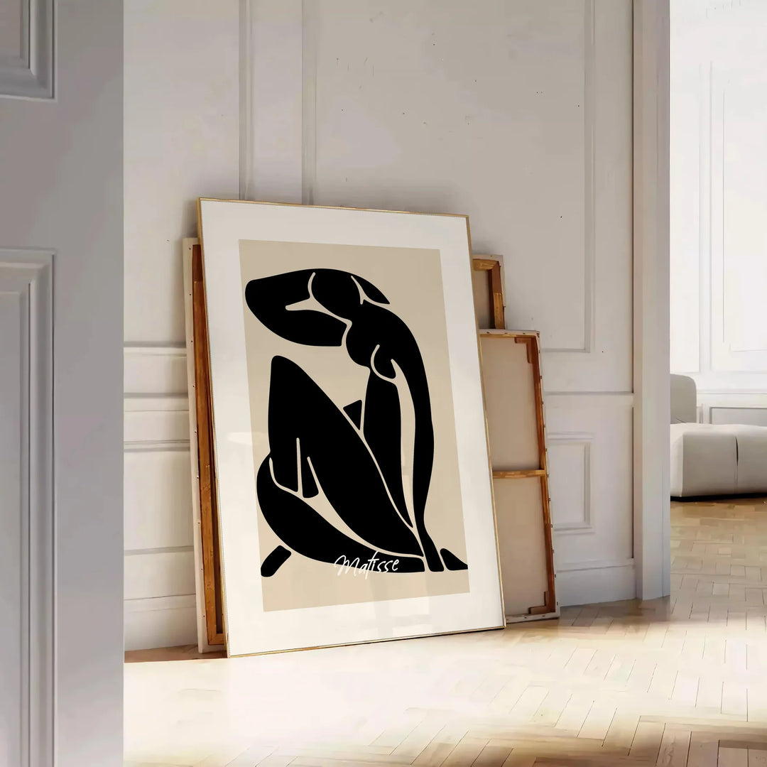 abstract blue nude figure in cut-out style with white and gray accents