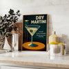 Illustration of a dry martini cocktail in a minimalist style, black and gray tones