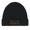 Embroidered beanie featuring a New York baseball graphic design