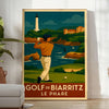 Minimalist poster of a Golf Biarritz scene in yellow and gray
