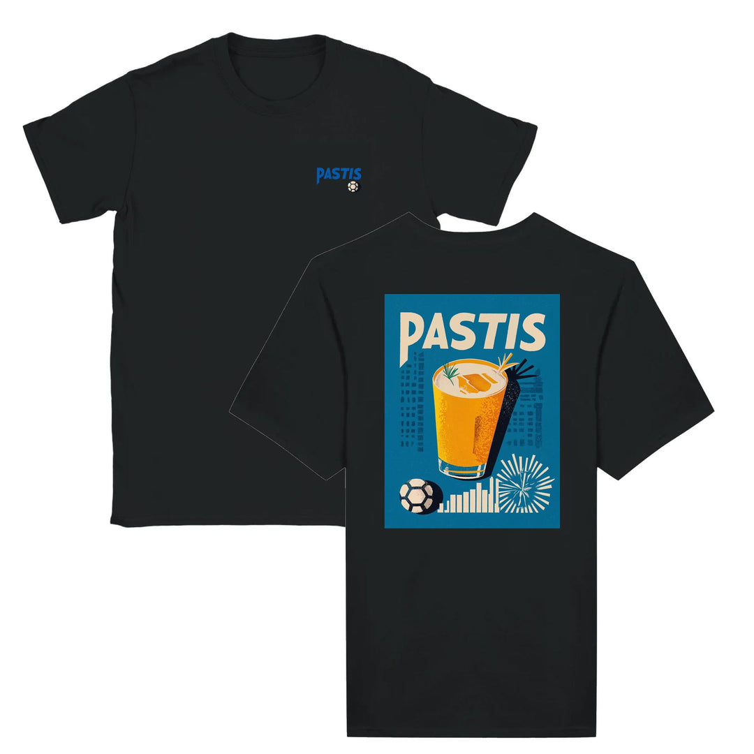 T-shirt featuring a graphic of a Pastis cocktail with Marseille text