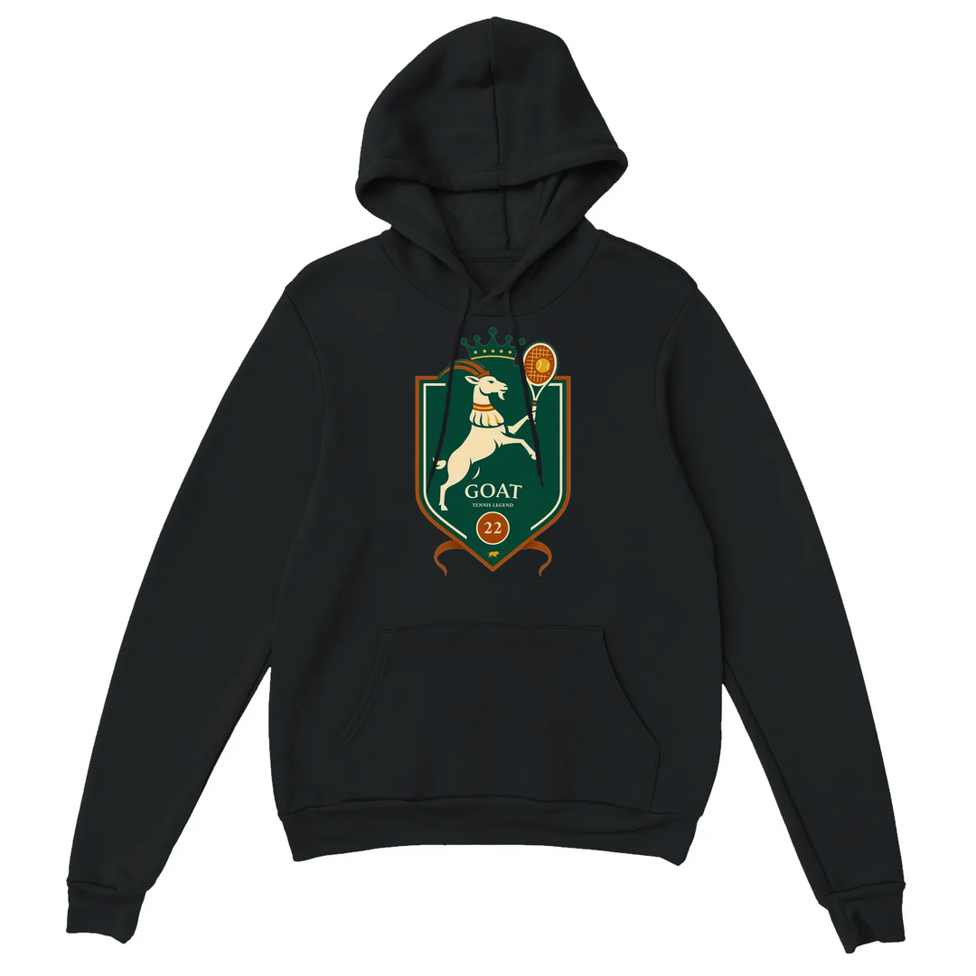 Hoodie featuring a graphic print of Tennis GOAT Rafa