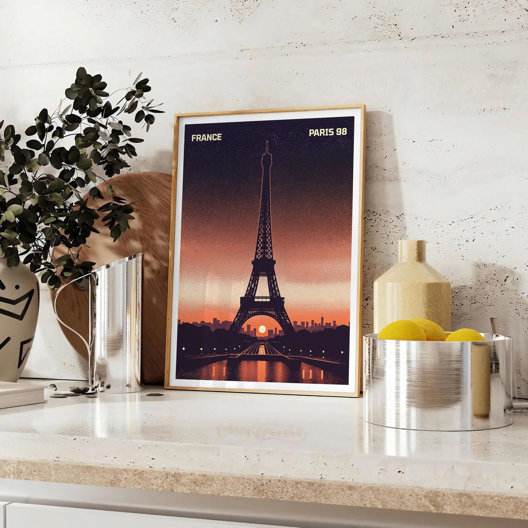 Poster of Paris minimalist illustration in green and gray tones
