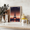 Poster of Paris minimalist illustration in green and gray tones