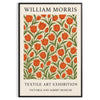 Gray and orange floral pattern in the style of William Morris