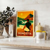 Surf scene in San Sebastian, featuring dynamic waves and surfers in vibrant colors