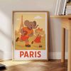 A playful elephant child playing rugby in an Art Deco style with soft vintage colors